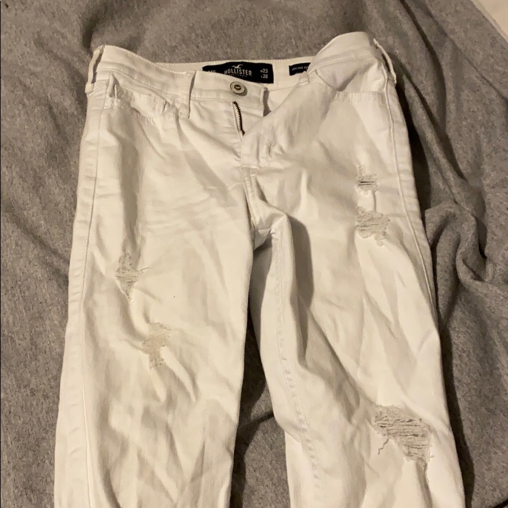 Hollister high rise white ripped jeans
